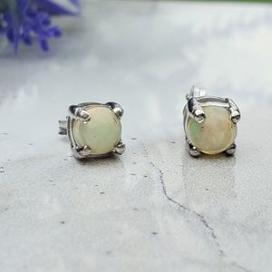 Ethiopian Opal Sterling Silver Stud Earrings